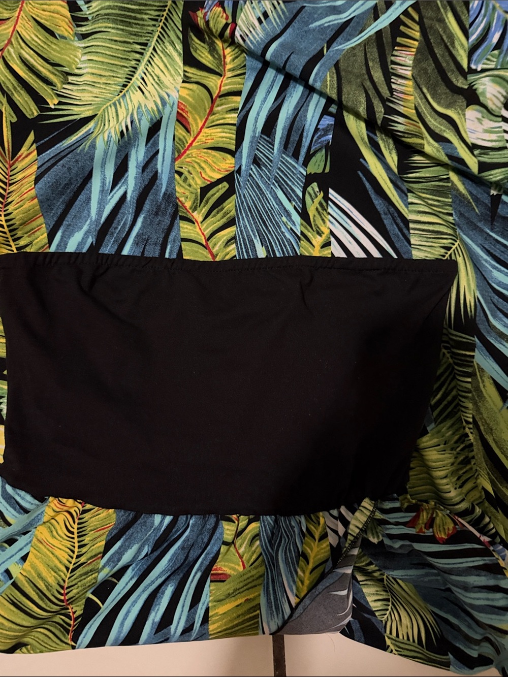 Strapless Tropical Leaf Maxi Dress - Black & Green - Picture 4 of 5